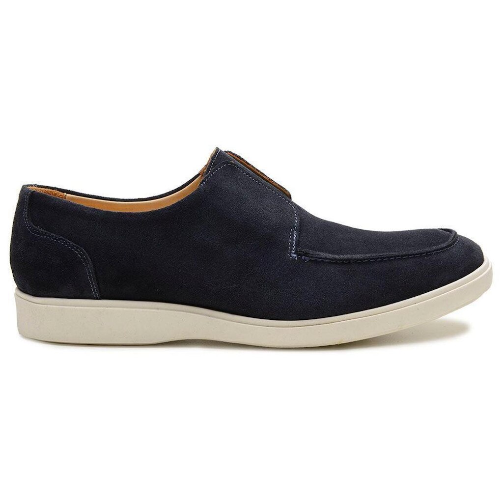Sapato Casual Azul Marinho Em Couro Camurca 20513