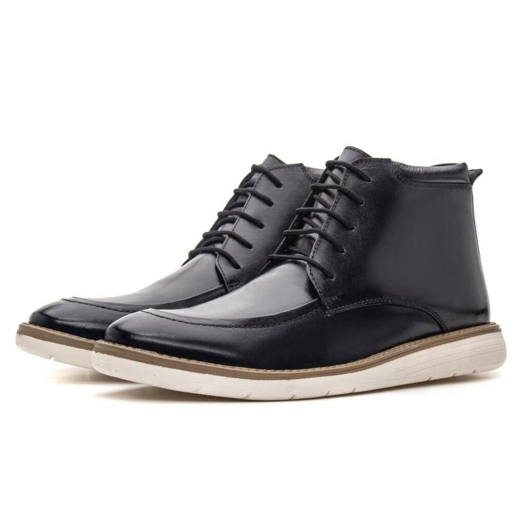 Sapato Casual Bota Cano Medio Esporte Fino Oxford Derby Em Couro Fechamento Cadarço Macio Leve