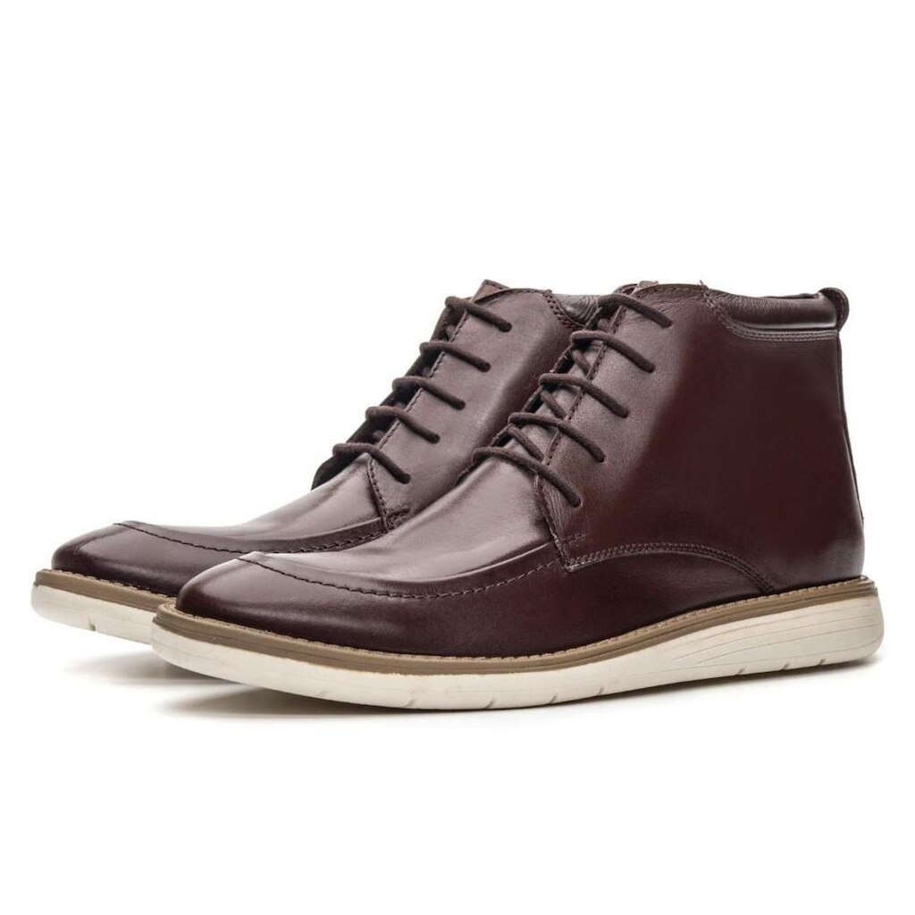 Sapato Casual Bota Cano Medio Esporte Fino Oxford Derby Em Couro Fechamento Cadarço Macio Leve