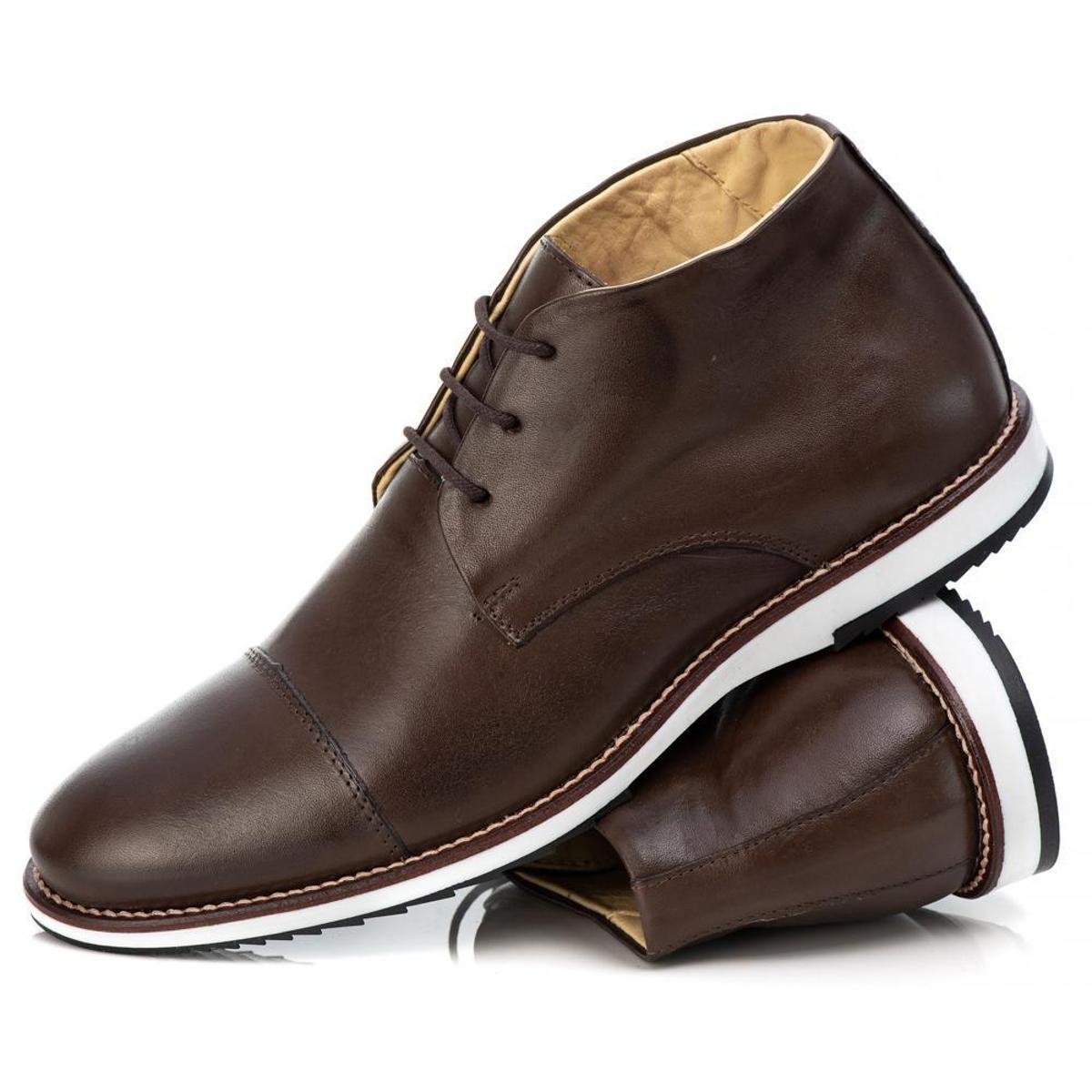 Sapato Casual Brogue Couro Masculino Cano Curto Cadarço e Sola Borracha Menor preço em Sapato Casual Brogue Couro Masculino Cano Curto Cadarço e Sola Borracha