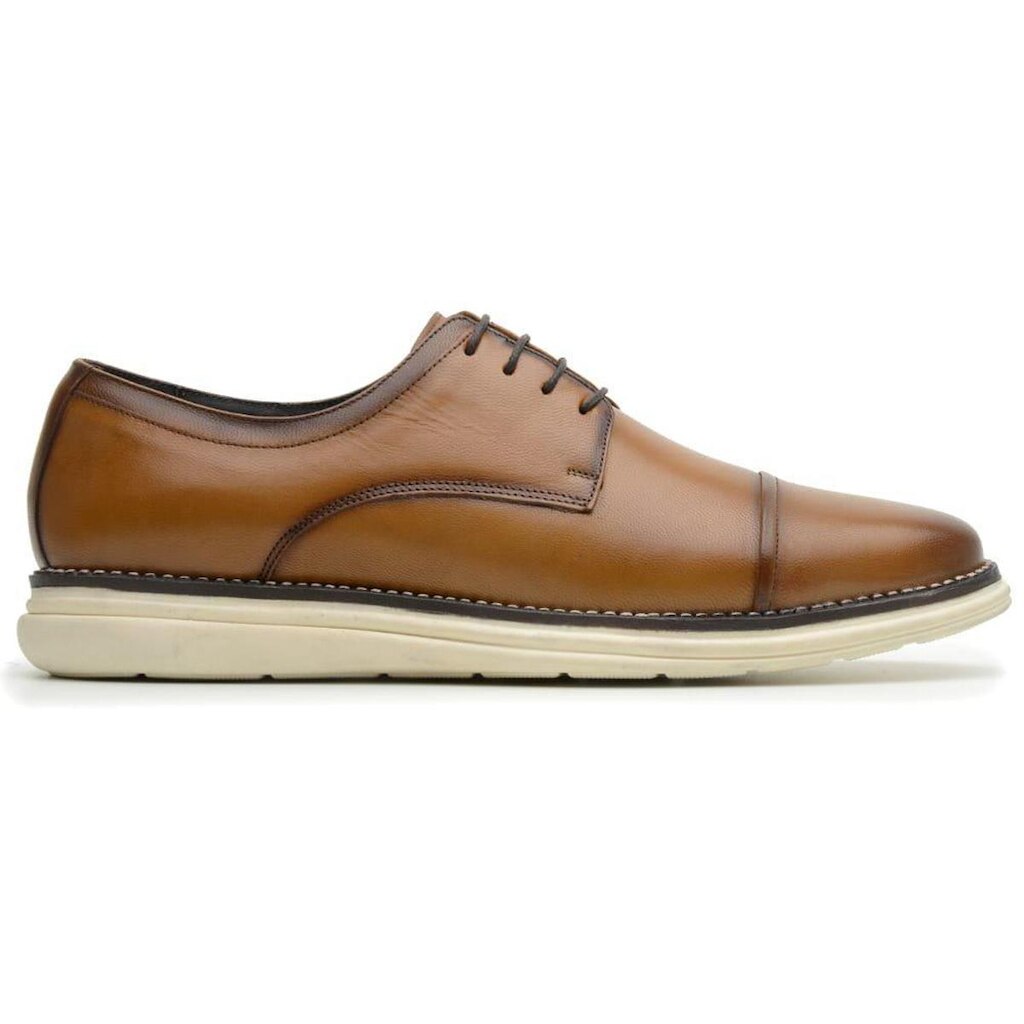 Sapato Casual Caramelo Em Couro 14515