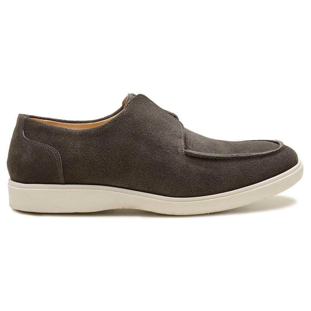 Sapato Casual Cinza Rato Em Couro Camurca 20513