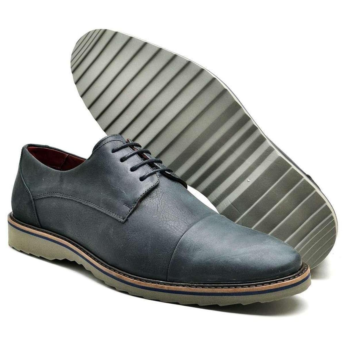 Sapato Casual Couro Reta Oposta Masculino - Azul | Zattini