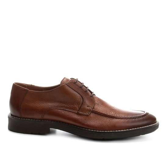Sapato Casual Couro Shoestock Solado de Borracha Masculino - Caramelo