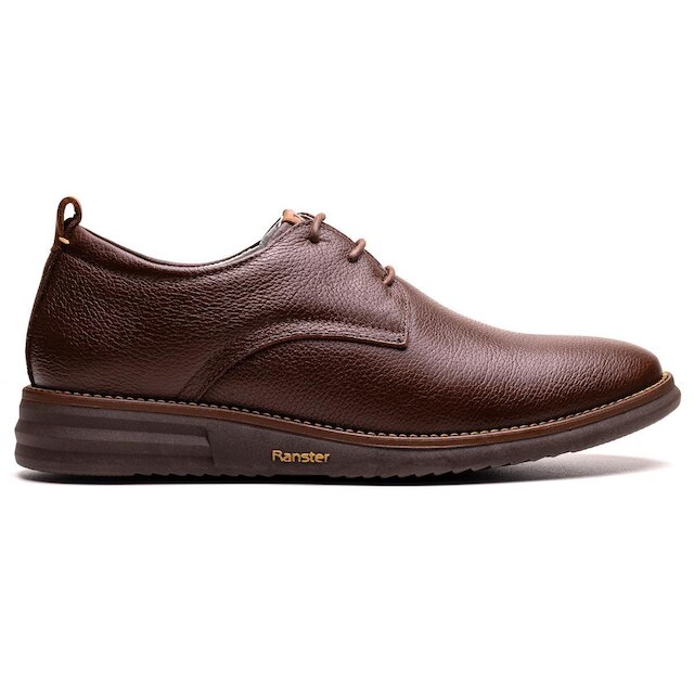 Sapato Casual Derby Masculino Em Couro Café