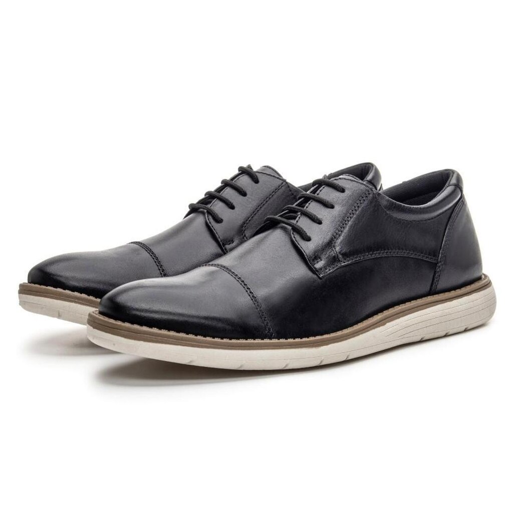 Sapato Casual Esporte Fino Oxford Derby Em Couro Fechamento Cadarço Solado Microexpandido Macio Leve