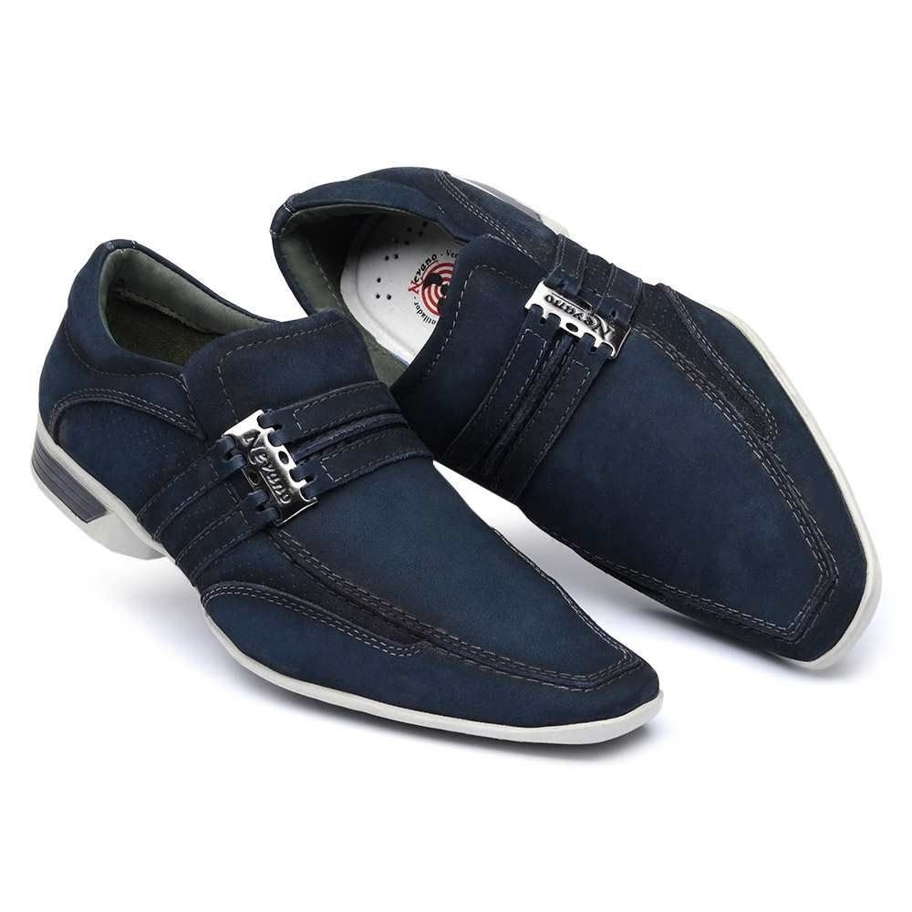 Sapato Casual Masculino Couro Nobuck Nevano - Azul | Zattini