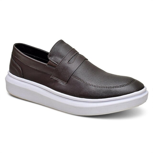 Sapato Casual Mocassim Moderno Confortável Café