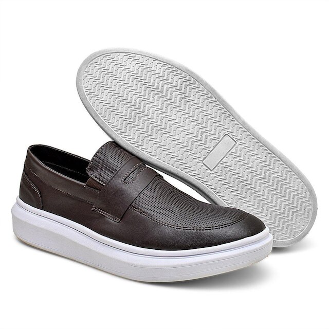 Sapato Casual Mocassim Moderno Confortável Café