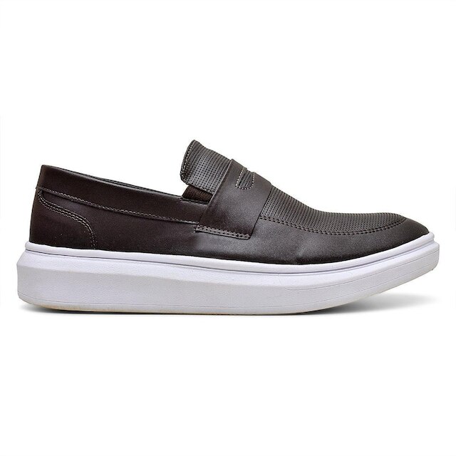 Sapato Casual Mocassim Moderno Confortável Café