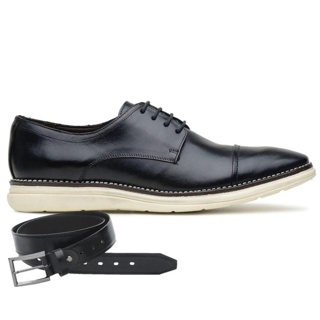 Sapato Casual Preto Em Couro Laser 11512