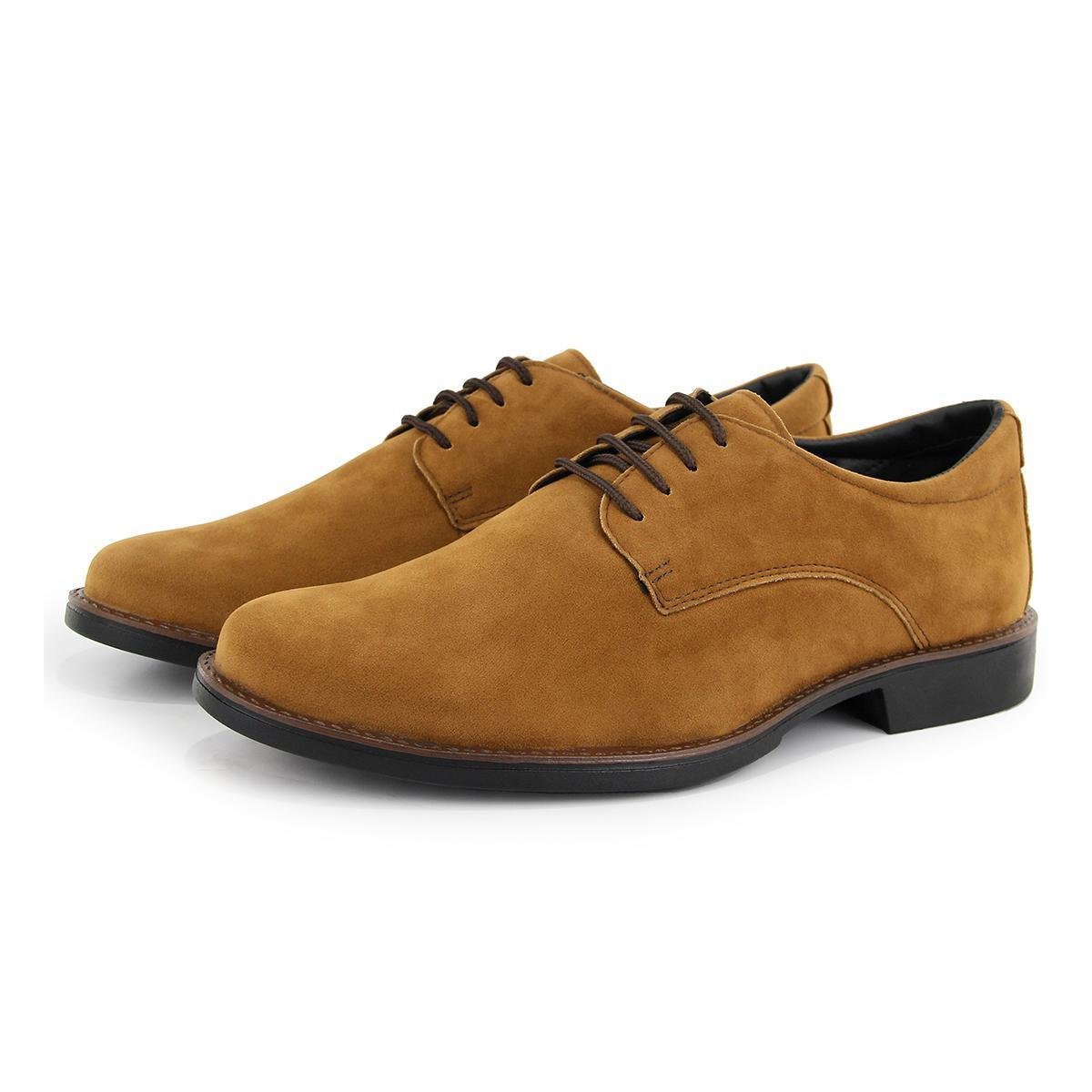 Sapato Casual Social com Cadarço Confortável em Camurça Masculino - Caramelo Menor preço em Sapato Casual Social com Cadarço Confortável em Camurça Masculino - Caramelo