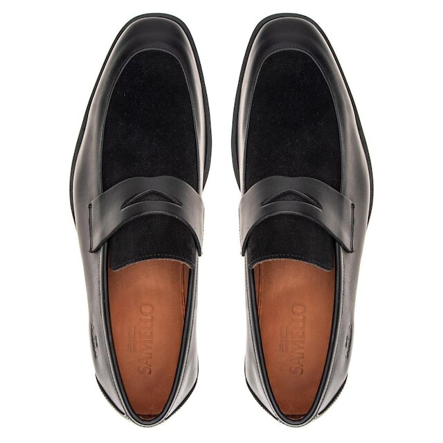 Sapato Classico Social Semi Acabado Camurca Tokio Preto