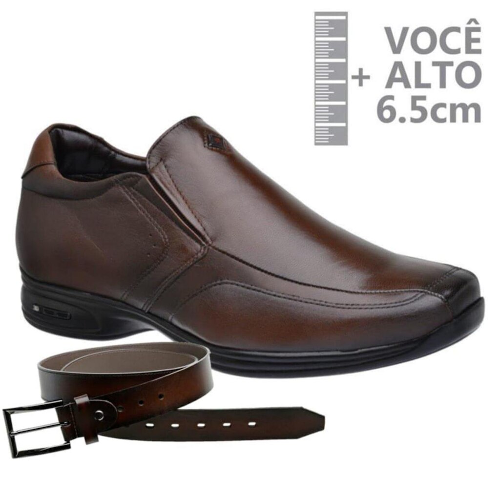 Sapato Com Salto Interno Jota Pe Marrom 5g + Cinto 79656