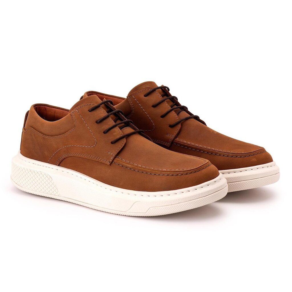 Sapato Comfort Ranster Masculino em Couro Rústico Castor