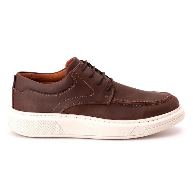 Sapato Comfort Ranster Masculino em Couro Rústico Pinhão