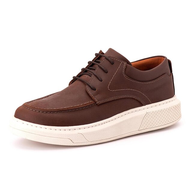 Sapato Comfort Ranster Masculino em Couro Rústico Pinhão