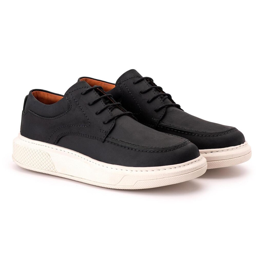 Sapato Comfort Ranster Masculino em Couro Rústico Preto