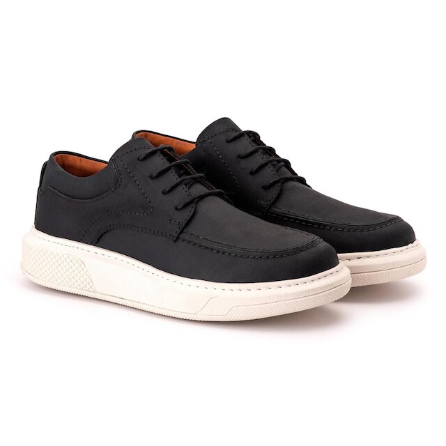 Sapato Comfort Ranster Masculino em Couro Rústico Preto