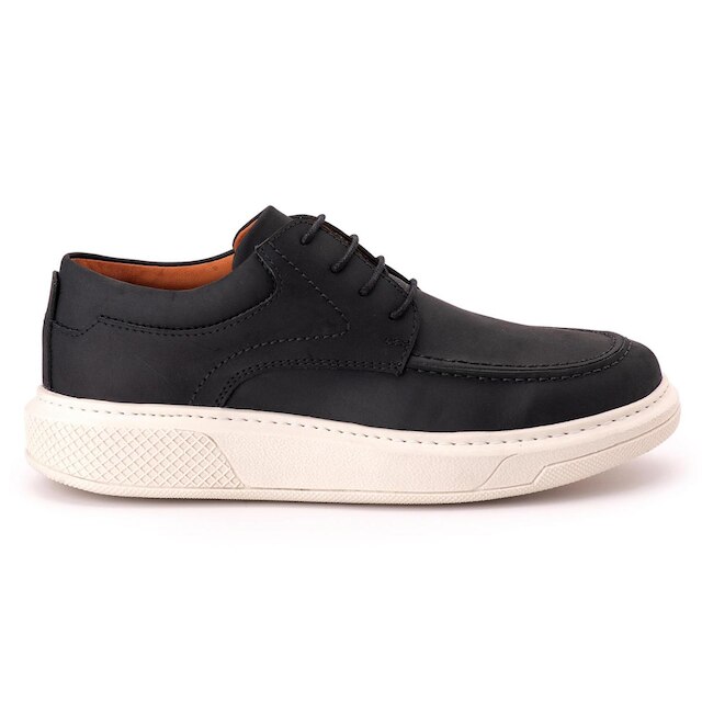 Sapato Comfort Ranster Masculino em Couro Rústico Preto
