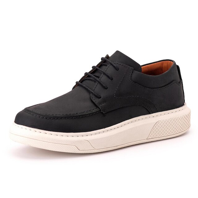 Sapato Comfort Ranster Masculino em Couro Rústico Preto