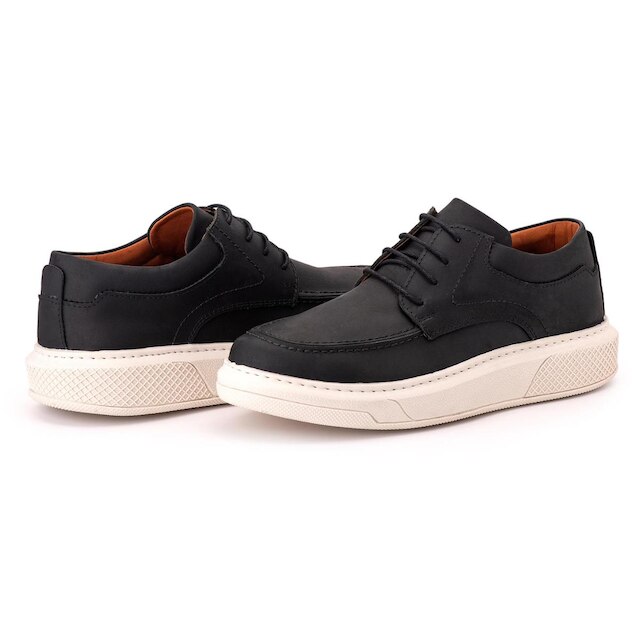 Sapato Comfort Ranster Masculino em Couro Rústico Preto