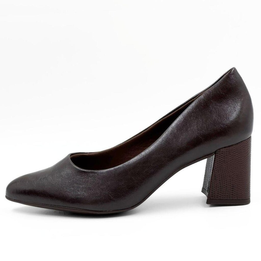 Sapato Comfortflex Bico Fino Salto Bloco Feminino