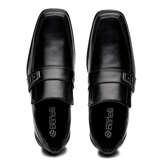 Sapato Conforto Masculino Social Calce Facil Detalhe Metal Basico Solado Resistente Seguro