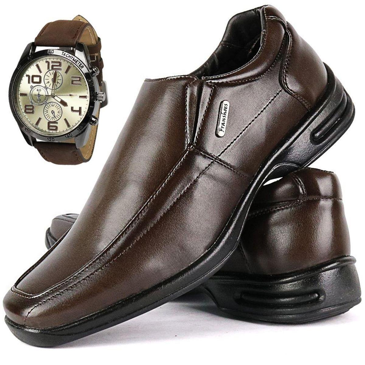 Sapato Conforto Social SapatoFran com Relógio Masculino - Marrom Menor preço em Sapato Conforto Social SapatoFran com Relógio Masculino - Marrom