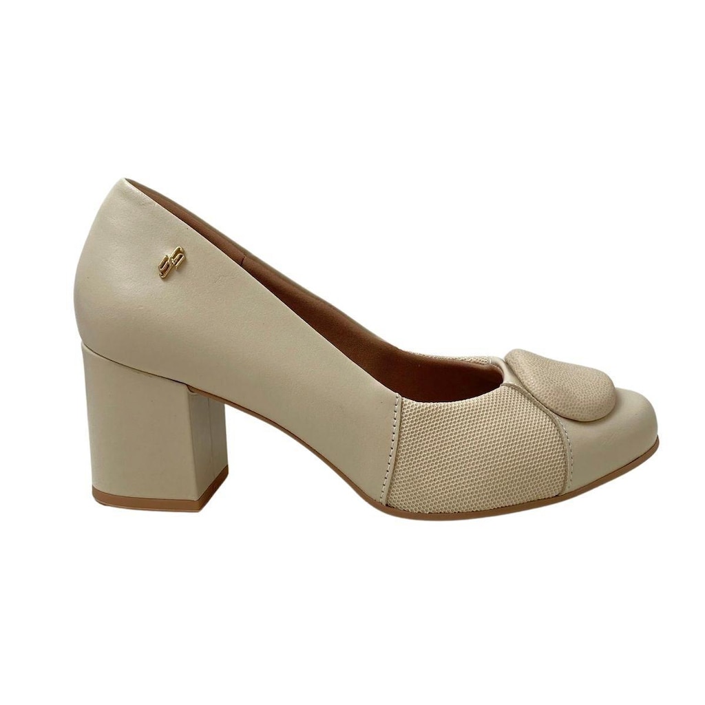 Sapato Couro Usaflex Feminino AL3902 Creme
