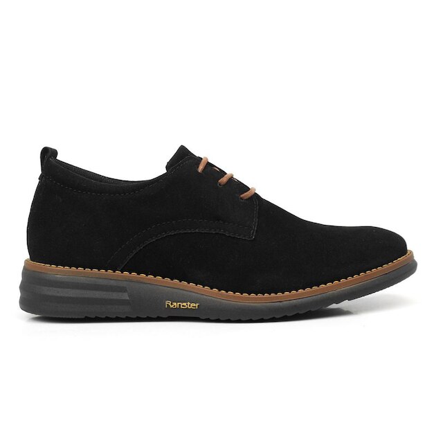 Sapato Derby Masculino Couro Sintético Camurça Ranster Preto