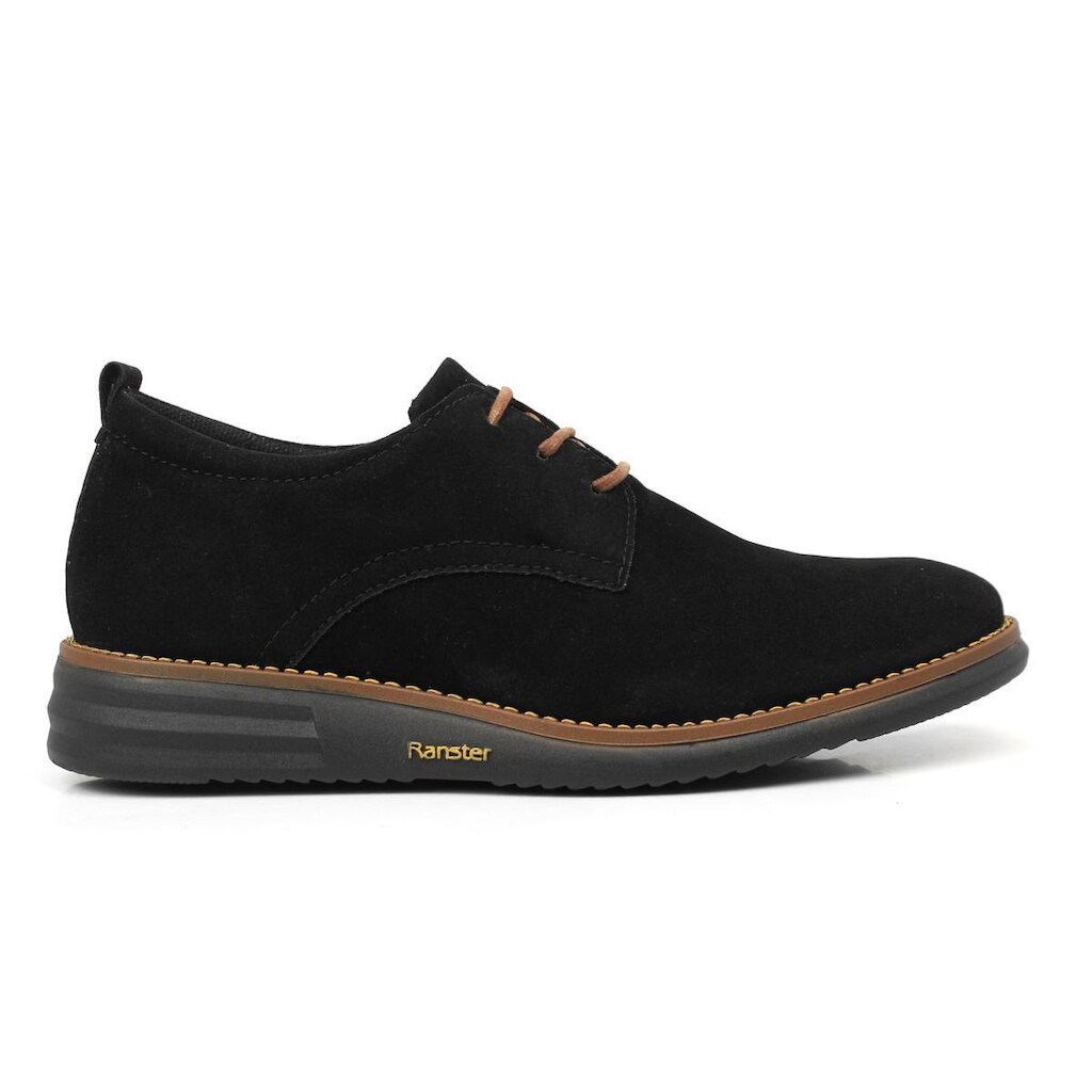 Sapato Derby Masculino Couro Sintético Camurça Ranster Preto