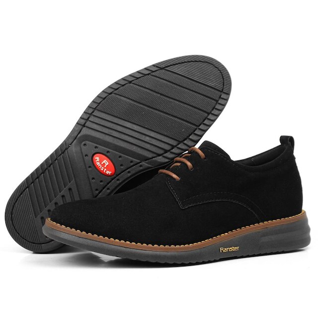 Sapato Derby Masculino Couro Sintético Camurça Ranster Preto