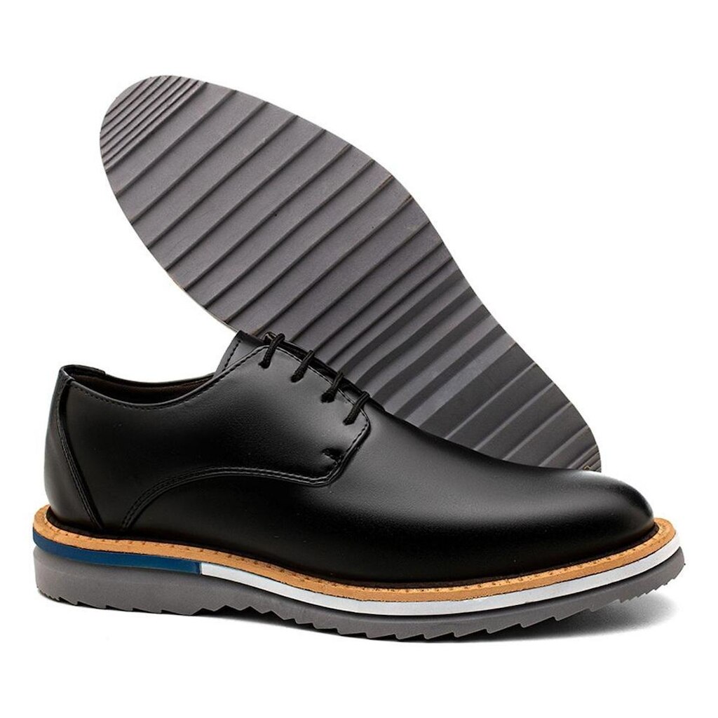 Sapato Derby Tratorado Casual Masculino Social Confortável