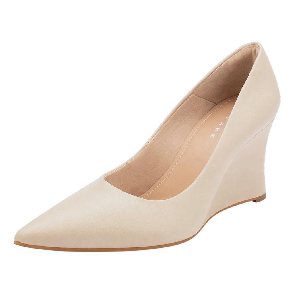 Sapato Feminino Anabela Salto Medio Macio Elegante Lia Line