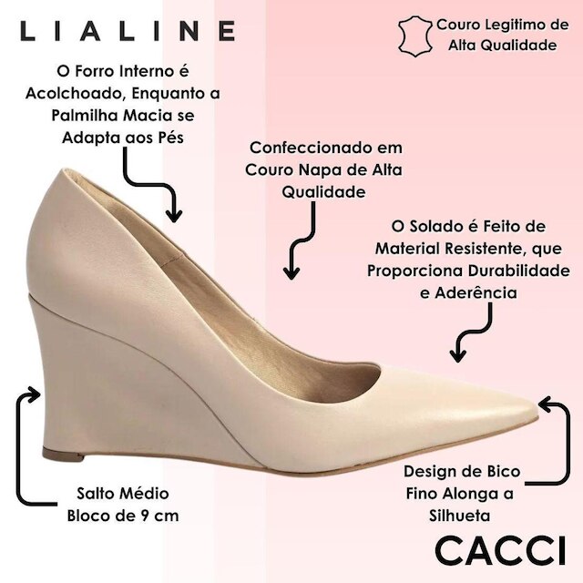 Sapato Feminino Anabela Salto Medio Macio Elegante Lia Line