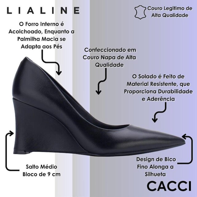 Sapato Feminino Anabela Salto Medio Macio Elegante Lia Line