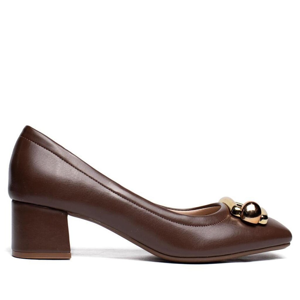 Sapato Feminino Beira Rio Adereço Dourado Marrom