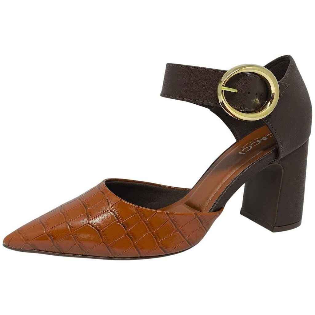 Sapato Feminino Bico Fino Salto Medio Bloco Conforto Cacci
