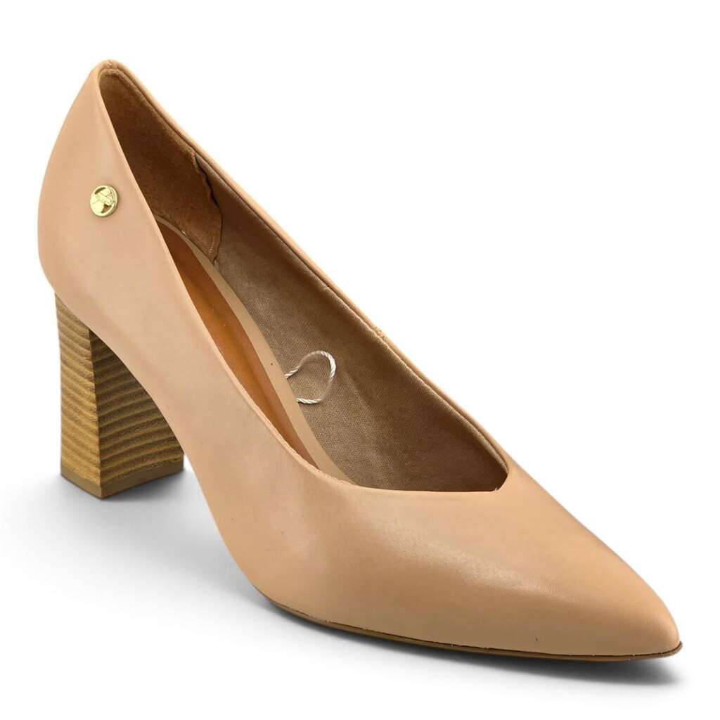 Sapato Feminino Bottero Couro Salto Bloco Bico Fino - 376922