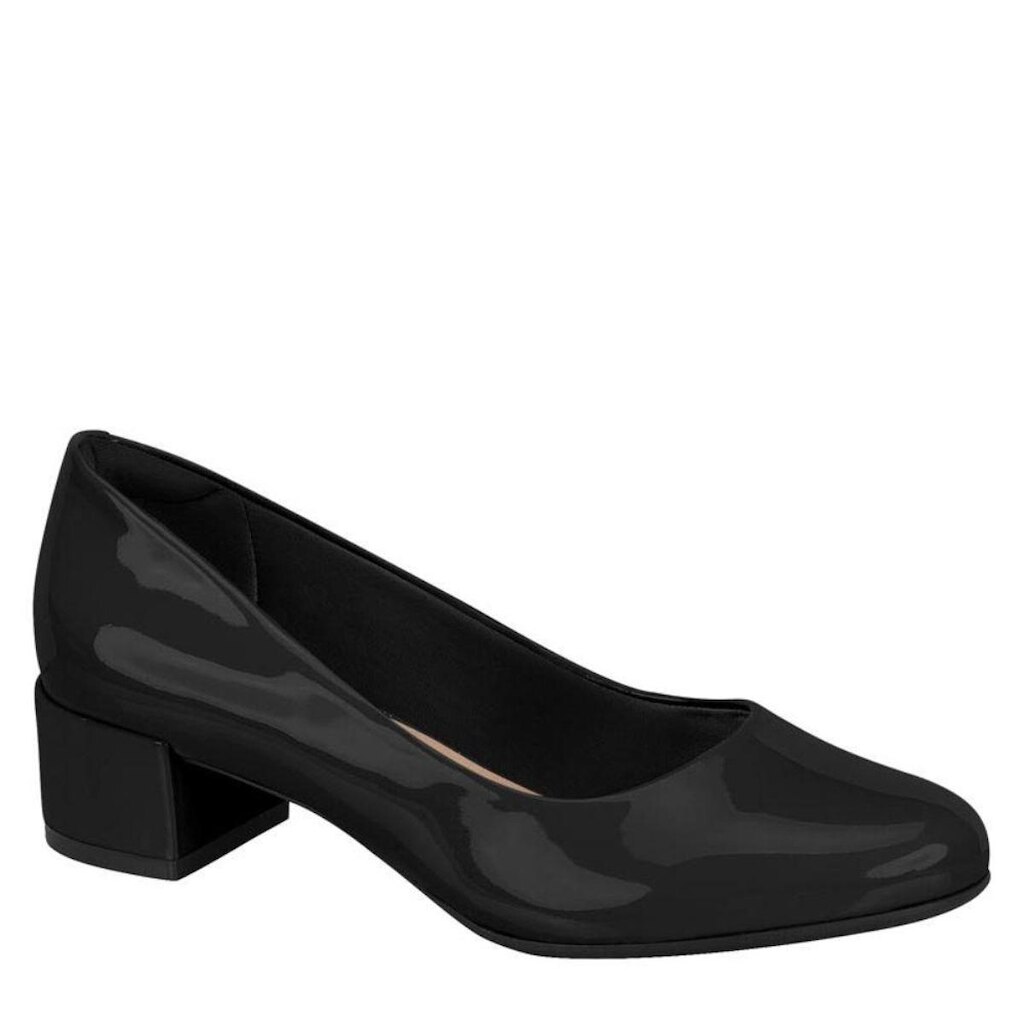 Sapato Feminino Casual Salto Baixo Grosso Beira Rio 4301.100 - Preto Verniz - 38