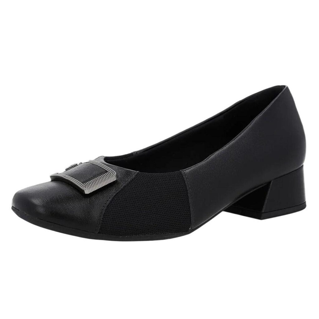 Sapato Feminino Couro Salto Bloco Baixo Confortavel Usaflex