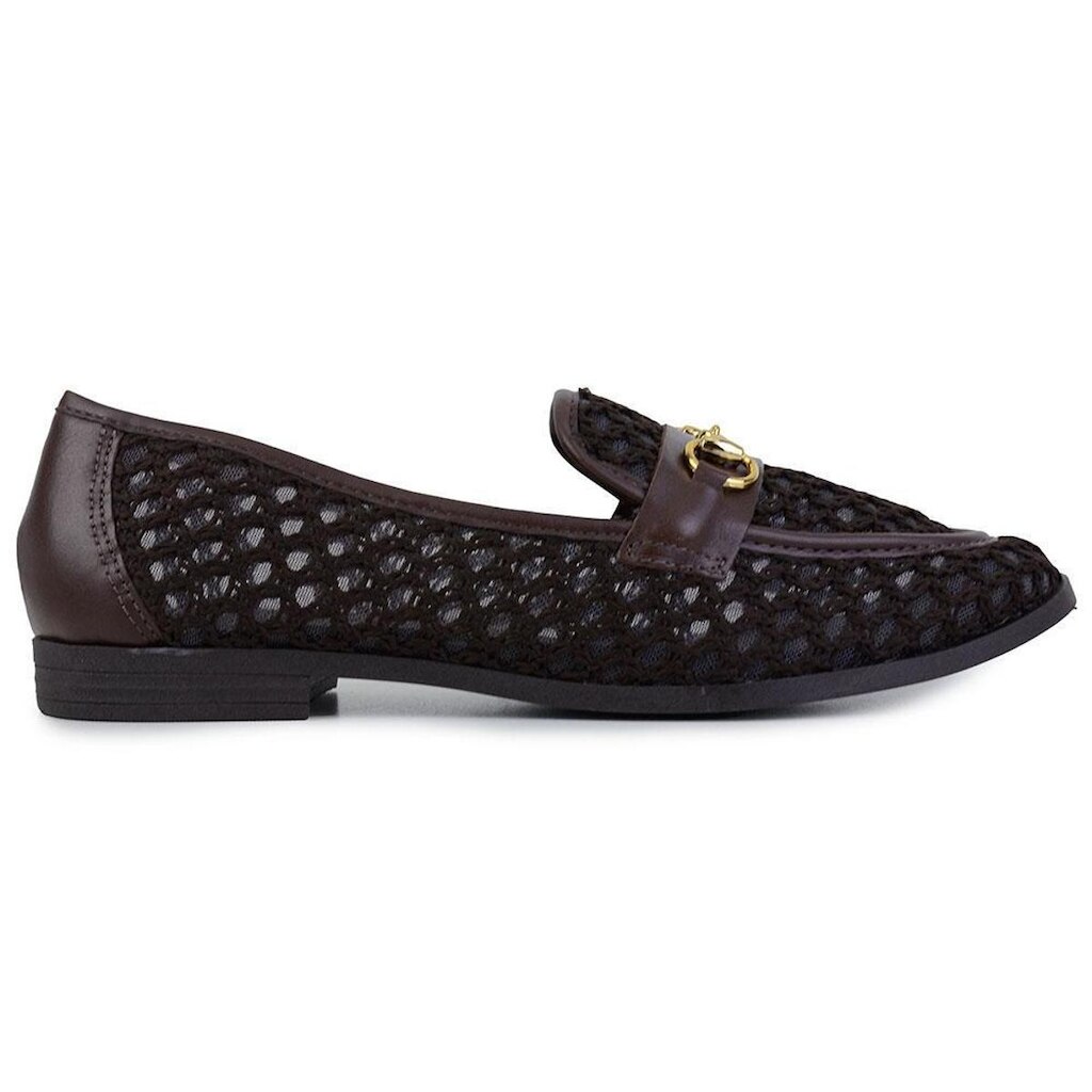 Sapato Feminino Giulia Domna Loafer Crochê Marrom - 115063