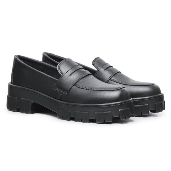 Sapato Feminino Mocassim Oxford Sola Tratorada Confortavel