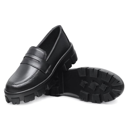 Sapato Feminino Mocassim Oxford Sola Tratorada Confortavel