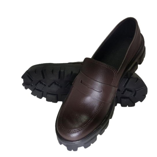 Sapato Feminino Mocassim Oxford Sola Tratorada Plataforma Blogueira