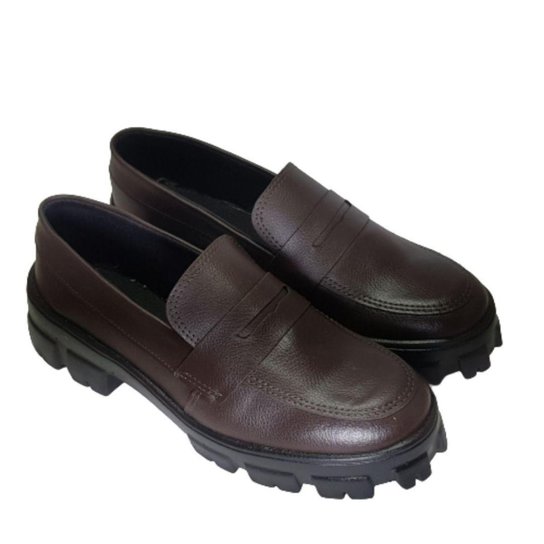 Sapato Feminino Mocassim Oxford Sola Tratorada Plataforma Blogueira