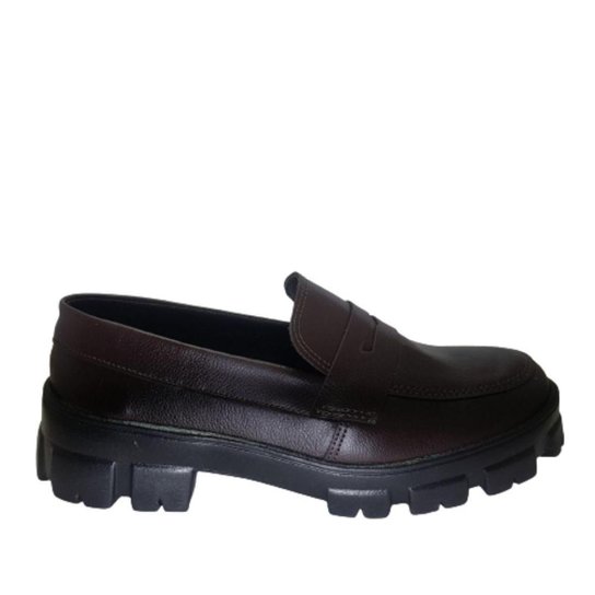 Sapato Feminino Mocassim Oxford Sola Tratorada Plataforma Blogueira