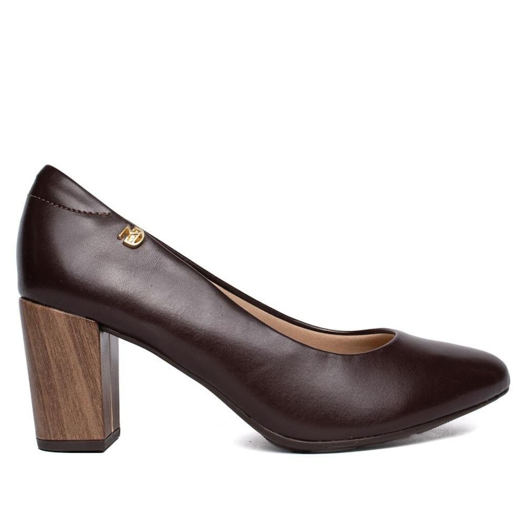 Sapato Feminino Modare Conforto Salto Bloco Marrom Escuro