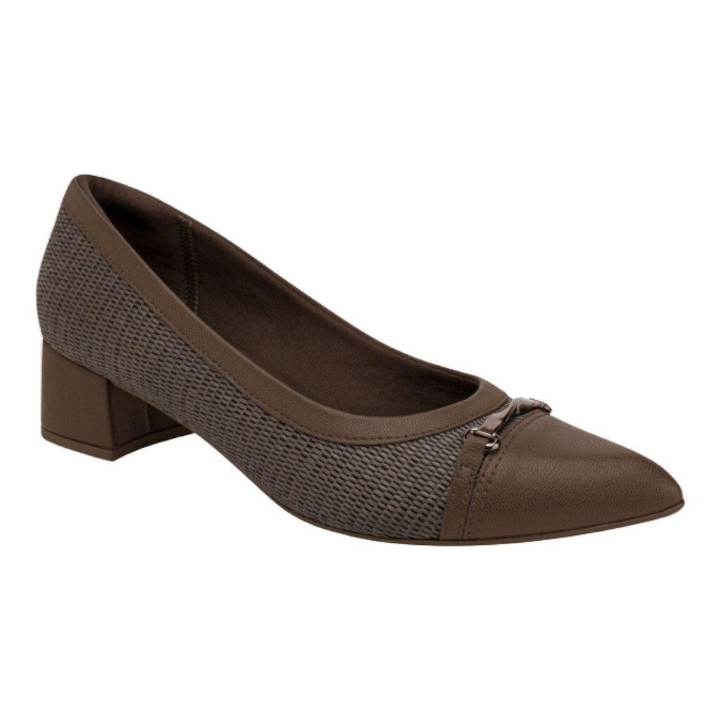 Sapato Feminino Picaddilly Conforto Bico Fino - Marrom/Bege